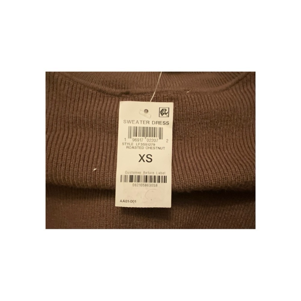 “And Now This” Brown Ribbed Turtleneck Sleeveless Sweater Dress - Picture 5 of 5